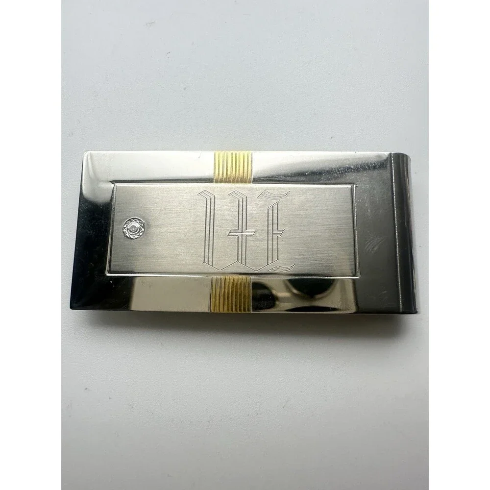 Vintage Gold Silver Two Tone Genuine Diamond Money Clip